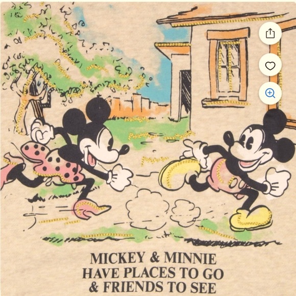 NWTS Disney Mickey & Minnie Character Graphic Hoodie - Cream - Picture 2 of 16